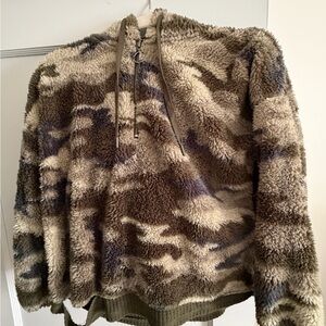 P.J. Salvage Plush Olive Green Sherpa Jacket